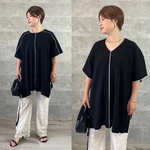 SALE 40%off■ 【小柄S】 ■着るだけで洒落見え！前後2wayドルマン袖コットンリブチュニック BK■KMC-609 900363