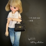 1/6 doll size本革バッグ　艶やかブラック