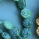 【4コセット】JIRI＊IVANA#czech beads #チェコビーズ　rose14㍉ green/blue