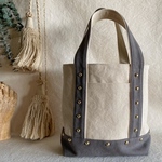 お客様専用カート　canvas tote bag medium (ecru & gray)