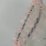 シアー素材×ネオンカラーの巾着バッグ　chemical(pink×green×white)
