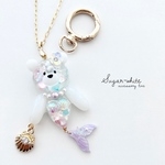 🐻‍❄️ Mermaid Bear ✵ 人魚になったくま  クマーメイド  ネックレス or カラビナキーホルダー 選べます