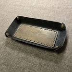 ホック式レザートレイL〈ネイビー×グレー〉