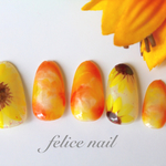 🌻ひまわりnail🌻ショートオーバル可