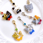 ひげ猫　マスクチャーム　選べるストーンチャームつき／イケオジ　丸メガネ　モノクル　蝶ネクタイ／オーナー　執事　怪盗　博士　ロミジュリ／サバトラ　黒猫　サビ柄　ハチワレ