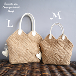 麻ひも × レザー M かごバッグ カゴバッグ ショルダーバッグ