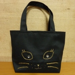 h様ご予約品　ちょこっと猫のバッグ　きらきらくろにゃんこ