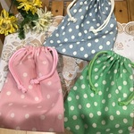 ⭐️本日のお買い得⭐️【再11】ドット3 色23×18❤️巾着( お箸ケース、歯ブラシ入れ、コップ袋 、携帯、スマホ、お財布入れに)などに