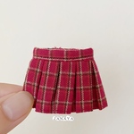 JANAYA ハンドメイド　オビツ11服　ボニーバニー服　プリーツスカート　赤色格子柄　
