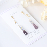 お花のロングスティックピアス/イヤリング　パープル