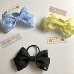 ブロックチェックのヘアゴム