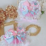 ♡アイスクリームパーラー♡ギンガムチェックフリルチョーカー ペット用アクセサリー ペット用チョーカー アイスクリーム屋さん 犬 猫 撮影会 誕生日 うちの子記念日 夏 お店屋さん インスタ ゆめかわ