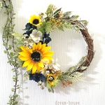 送料無料🌜️half　moon🌻ひまわりリース　サマーリース　玄関リース