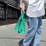 期間限定♡ (M) 小さな革のレジブクロ エメラルドグリーン エコバッグ サブバッグ