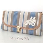 【送料無料】Rococo調☆ウォレットポシェット☆ストライプ柄ブルー