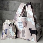 ちょっと大きめエコバッグ【にゃんこ柄】#スモーキーピンク #布製 #ecoバッグ #SDGs