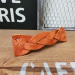 三つ編みのバレッタ＊キャメル色ヌメ革＊レザーシンプル