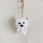 編みぐるみ犬キーホルダー:ウェスティ(ウェストハイランドホワイトテリア)