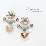 🗺turquoise blue ✵ 空と海を閉じ込めた耳飾り   ピアス ・ イヤリング   両耳用   シャンデリアタイプ  天然シェル使用