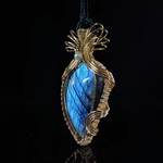 ◆潜在能力◆創造力◆チャレンジサポート◆ラブラドライトのワイヤーアート K00563 ペンダント 紐付き