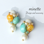 再販☆turquoise & orange summerピアス