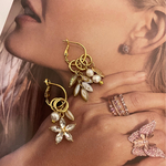 着せ替え◎A級ガラスチャームと天然シェル・淡水パールのピアス/イヤリング