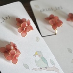 青・赤紫　紫陽花をイメージした小花ピアス