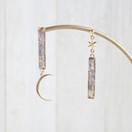 NEW!!【タンザナイト】夜空系天然石のアシンメトリーピアス/ノンホールピアス