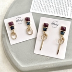 purple×navy パレット カボション ピアス / イヤリング / チタンピアス / 樹脂ピアス / シンプル