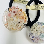ブーケ風ヘアゴム　本物のお花のヘアゴム　　ヘアゴム　かすみ草　レースフラワー　プレゼント　クリア　透明
