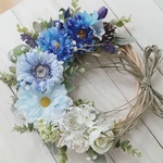 青と白のグラデーションが爽やか🌊夏リース(約30cm)夏リース　紫陽花　玄関リース　リモート部屋に　入学祝い　就職祝い　結婚祝い　出産祝い　新築祝い　誕生日