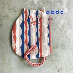 無表情アニマルポーチ　ネコ  トリコロール縦　波