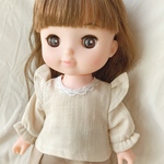 メルちゃんの肩フリルロングTシャツ  ホワイト メルちゃん メルちゃん服 ソランちゃん ソランちゃん服