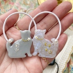 キッズ レジン cat 向き合い 猫さん ヘアゴム 2本セット aurora gray