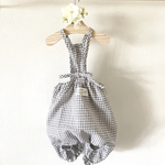 【再販】犬服 ＊チェック＊ かぼちゃサロペット(ズボン・つなぎ)【グレージュ】