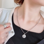 つけっぱなし◎メダイのシルバーチェーンネックレス/重ね付け　コイン　金属アレルギー対応　シンプル　メンズ　