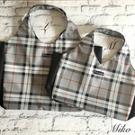 再販★ナイロンエコバッグ　タータンチェック柄(グレー×ブラック)Lサイズ&Mサイズ