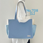 【Lサイズ】ブルー系　8号倉敷帆布使用　肩掛けバッグ　akaneko 大きめバッグ　トートバッグ　A4収納　水色