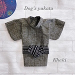犬の浴衣✨犬用本格浴衣 本染 カーキ 犬服 夏祭り
