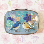 手描き一点モノ♡押し花封入小物ケース　ルリビタキの夫婦