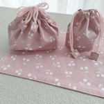 さくらんぼ柄のお弁当入れ3点セット(ピンク)
