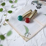 赤メノウのヘアクリップとグリーンオニキスのヘアクリップの2個セット＊2個セット販売＊小さめ＊