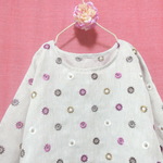 刺繍リネン フラワー ゆったりワンピース　