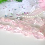 ☆１点もの☆愛と美の女神☆若さ☆健康☆高品質ＡＡＡ☆マダガスカル産ローズクォーツ☆きらきらタンブルカット・ネックレス♪　☆４８ｃｍ☆　