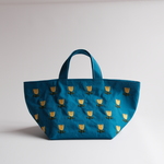スクエアトートバッグ　チューリップ刺繍　Blue