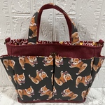 【ハンドメイド】★柴犬柄と唐草模様★ポケット沢山お散歩バック