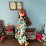 リカちゃん着物 浴衣 【若竹大椿×白織帯】リカちゃん服