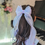 sugarブルー＆ラベンダー“紫陽花ちゃん”パールオーガンジーのリボンのヘアゴム