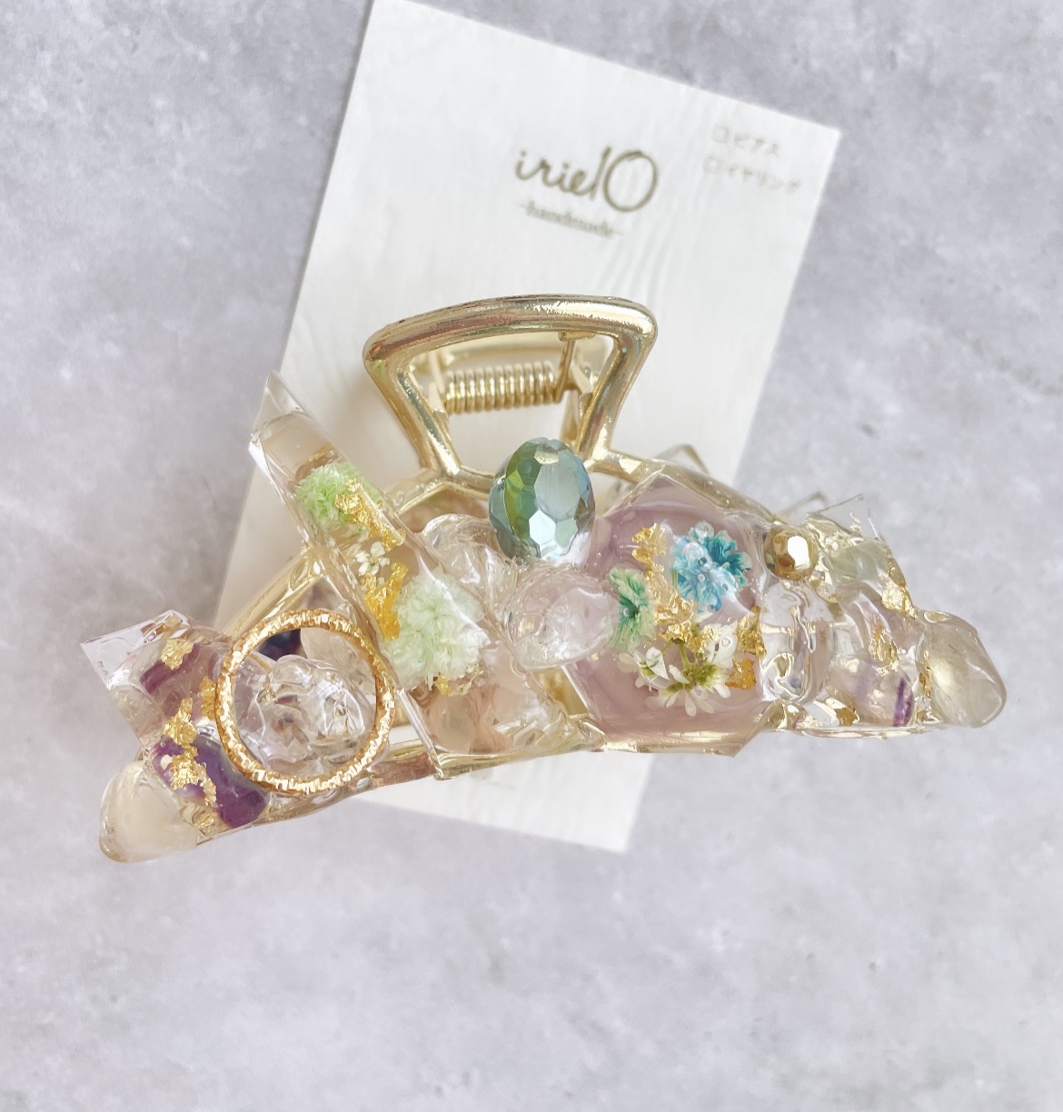 再販】バレッタ ヘアクリップ 押し花 ドライフラワー レジン