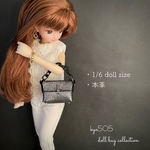 1/6 doll size本革バッグ　十字架シルバー砂漠